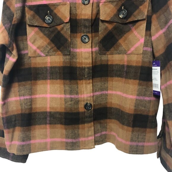 NWT BB Dakota by Steve Madden Boxy Shacket Sz XXL Brown Pink Great for Layering! - Picture 4 of 9